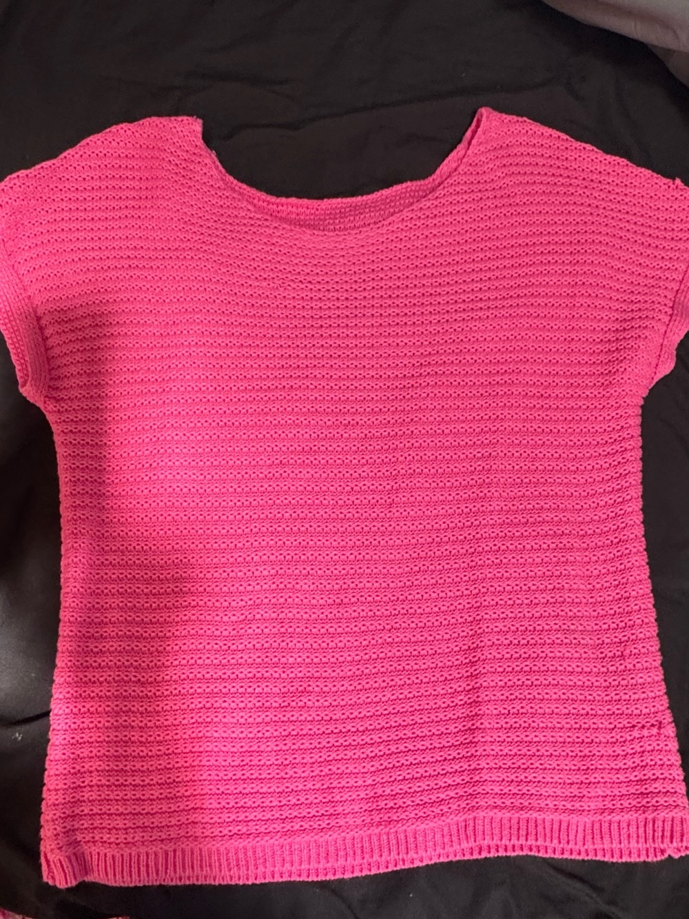 Bright Pink Knit Short-Sleeve Top